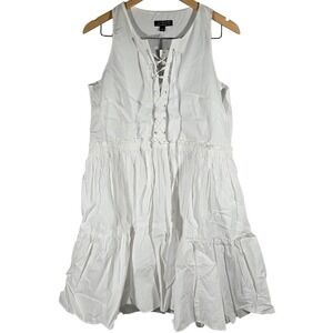J.‎ Crew Tiered lace-up mini dress in cotton poplin White S NWT